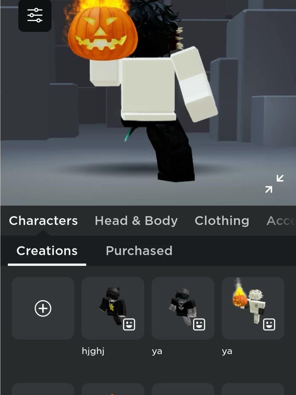 Roblox White & Black Avatar Outfit with Pumpkin Accessory